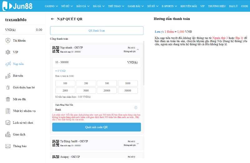 Cách Nạp Tiền Jun 88 Bằng QR Code: Đảm Bảo Thành Công 100%